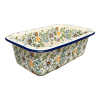 A picture of a Polish Pottery Bread Baker (Daisy Bouquet) | Z150S-TAB3 as shown at PolishPotteryOutlet.com/products/9-5-x-6-bread-baker-daisy-bouquet-z150s-tab3