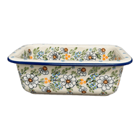A picture of a Polish Pottery Bread Baker (Daisy Bouquet) | Z150S-TAB3 as shown at PolishPotteryOutlet.com/products/9-5-x-6-bread-baker-daisy-bouquet-z150s-tab3