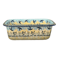 A picture of a Polish Pottery Bread Baker (Soaring Swallows) | Z150S-WK57 as shown at PolishPotteryOutlet.com/products/bread-baker-soaring-swallows-z150s-wk57