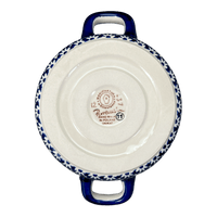 A picture of a Polish Pottery Small Round Casserole (Stellar Celebration) | Z153S-P309 as shown at PolishPotteryOutlet.com/products/small-round-casserole-w-handles-stellar-celebration-z153s-p309