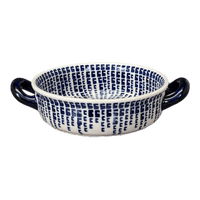 A picture of a Polish Pottery Small Round Casserole (Modern Vine) | Z153U-GZ27 as shown at PolishPotteryOutlet.com/products/small-round-casserole-w-handles-modern-vine-z153u-gz27