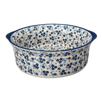 A picture of a Polish Pottery 10" Deep Round Baker (Scattered Blues) | Z155S-AS45 as shown at PolishPotteryOutlet.com/products/deep-round-baker-scattered-blues-z155s-as45