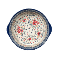 A picture of a Polish Pottery 10" Deep Round Baker (Ruby Bouquet) | Z155S-DPCS as shown at PolishPotteryOutlet.com/products/round-baker-ruby-bouquet-z155s-dpcs