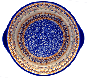 Polish Pottery 10" Deep Round Baker (Ruby Duet) | Z155S-DPLC Additional Image at PolishPotteryOutlet.com
