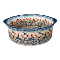 A picture of a Polish Pottery 10" Deep Round Baker (Hummingbird Harvest) | Z155S-JZ35 as shown at PolishPotteryOutlet.com/products/deep-round-baker-hummingbird-harvest-z155s-jz35