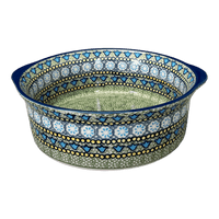 A picture of a Polish Pottery 10" Deep Round Baker (Blue Bells) | Z155S-KLDN as shown at PolishPotteryOutlet.com/products/deep-round-baker-blue-bells-z155s-kldn