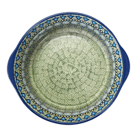 A picture of a Polish Pottery 10" Deep Round Baker (Blue Bells) | Z155S-KLDN as shown at PolishPotteryOutlet.com/products/deep-round-baker-blue-bells-z155s-kldn