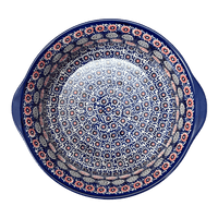 A picture of a Polish Pottery 10" Deep Round Baker (Carnival) | Z155U-RWS as shown at PolishPotteryOutlet.com/products/deep-round-baker-carnival-z155u-rws
