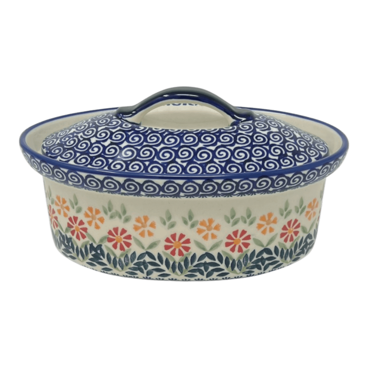 Baker, Oval, Lid, 9" x 6" in "Flower Power" by Manufaktura | Z156T-JS14