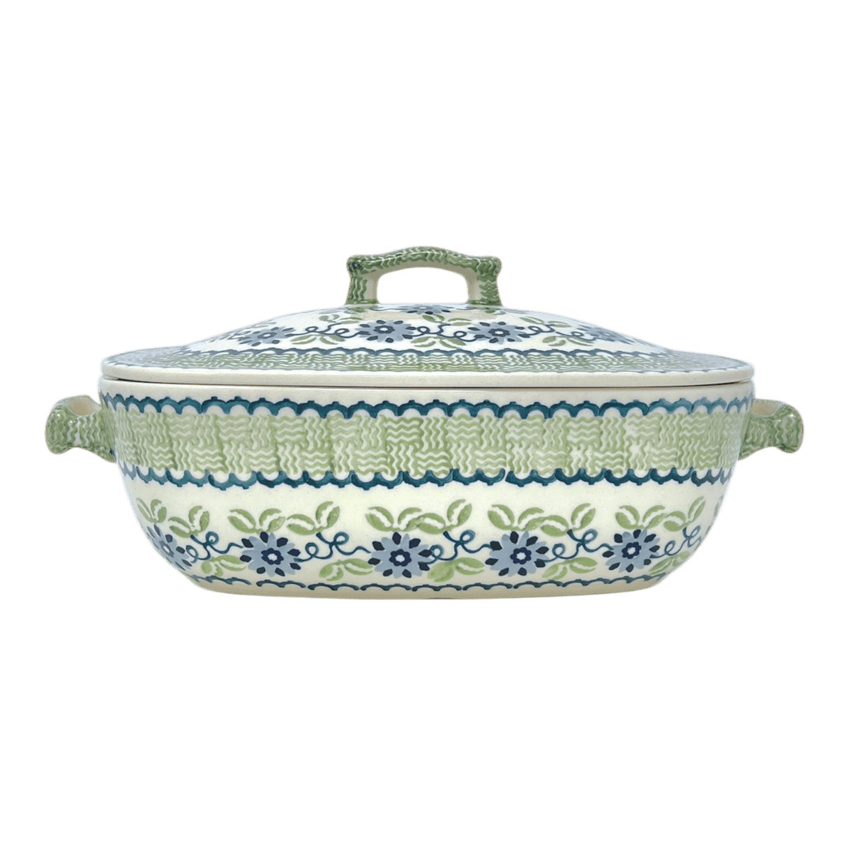 Baker, Oval, Covered, 12" x 7" in "Woven Blues" by Manufaktura | Z161T-P182