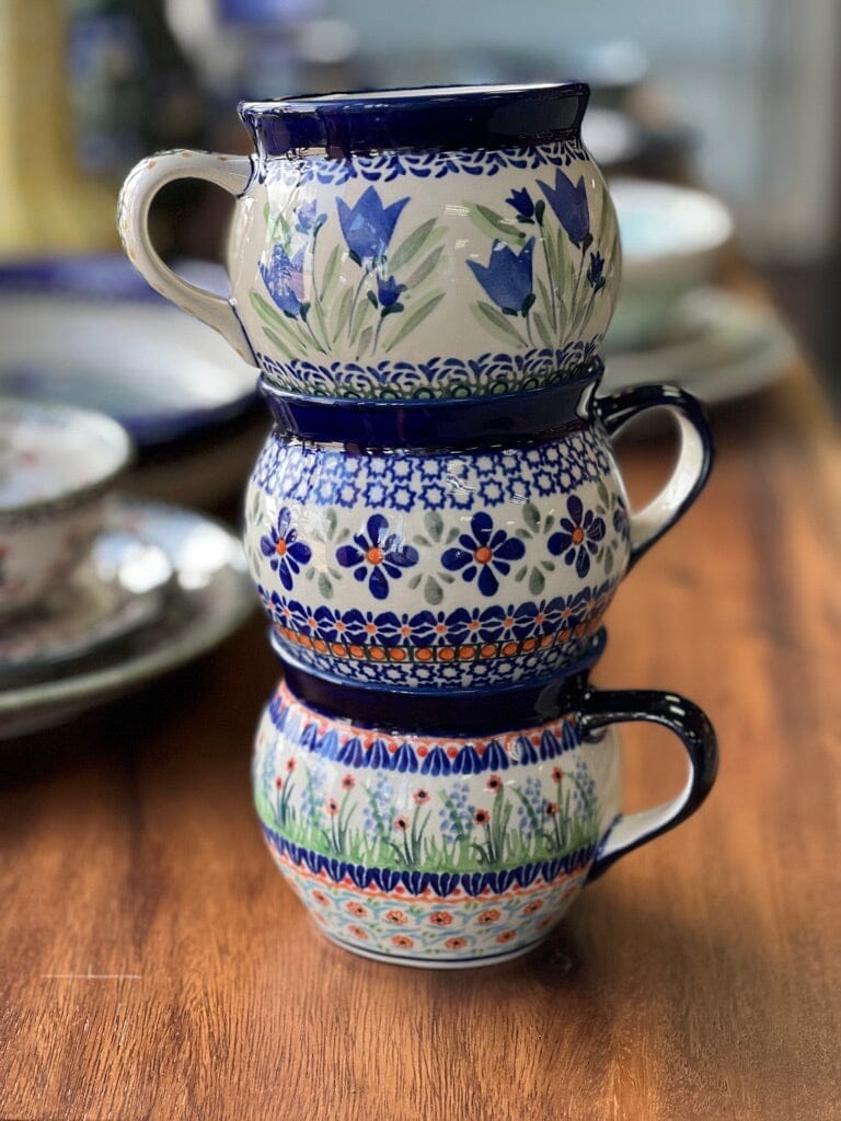 Mug, Belly Mug, 10 oz Medium in "Blue Tulips" by Zaklady | Y911-ART160