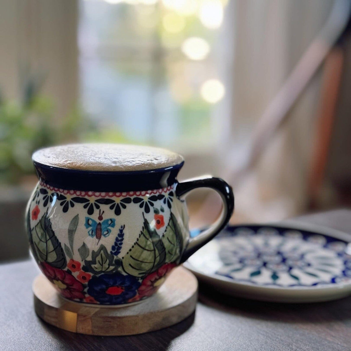 Mug, Belly Mug, 16 oz Large in "Blue Tulips" by Zaklady | Y910-ART160