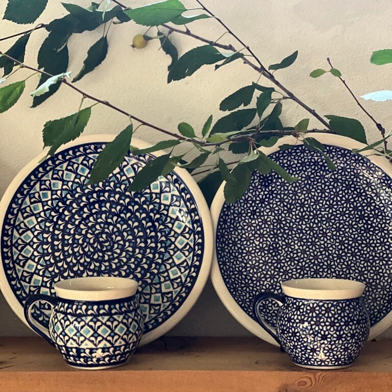 Mug, Belly Mug, 10 oz Medium in "Mosaic Blues" by Zaklady | Y911-D910