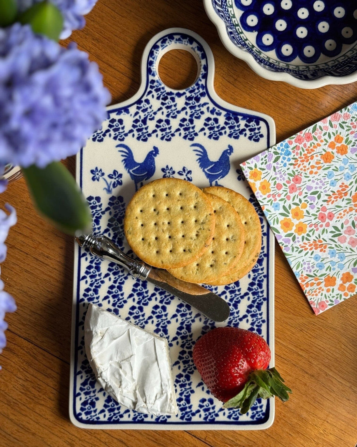 Cutting Board, Rectangular, 11.5" x 5.75" in "Rooster Blues" by Zaklady | Y1064-D1149