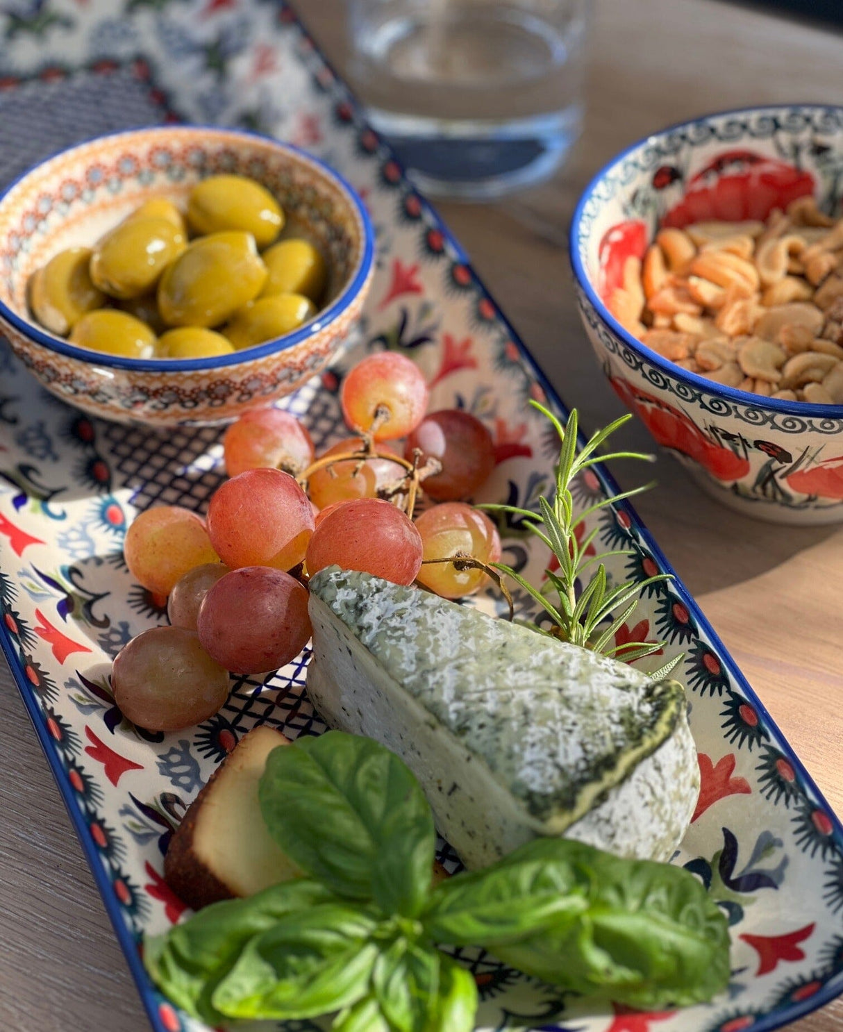 Platter, Rectangular, Long, 19.5" x 6.75" in "Mediterranean Blossoms" by Manufaktura | P204S-P274