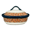 Polish Pottery Baker, Covered, 12.5" x 10" Large in "Orange Wreath" by Zaklady | Y1158-DU52 at PolishPotteryOutlet.com