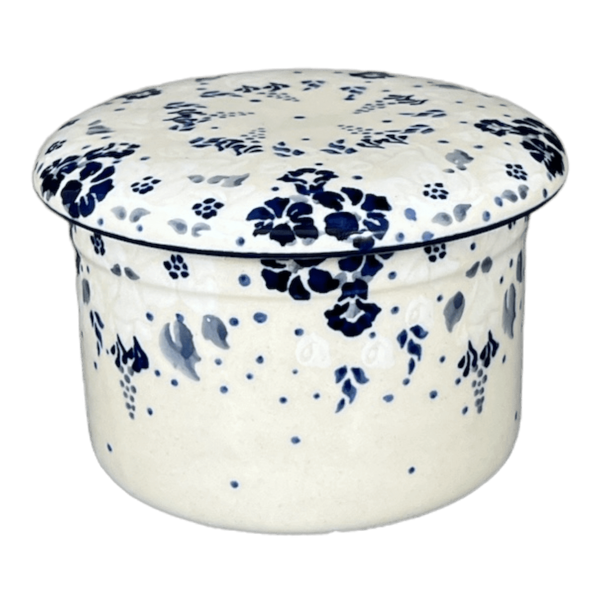 Butter Crock, 4.5" in "Blue & White Trumpet Vines" by Manufaktura | M136U-JZ43