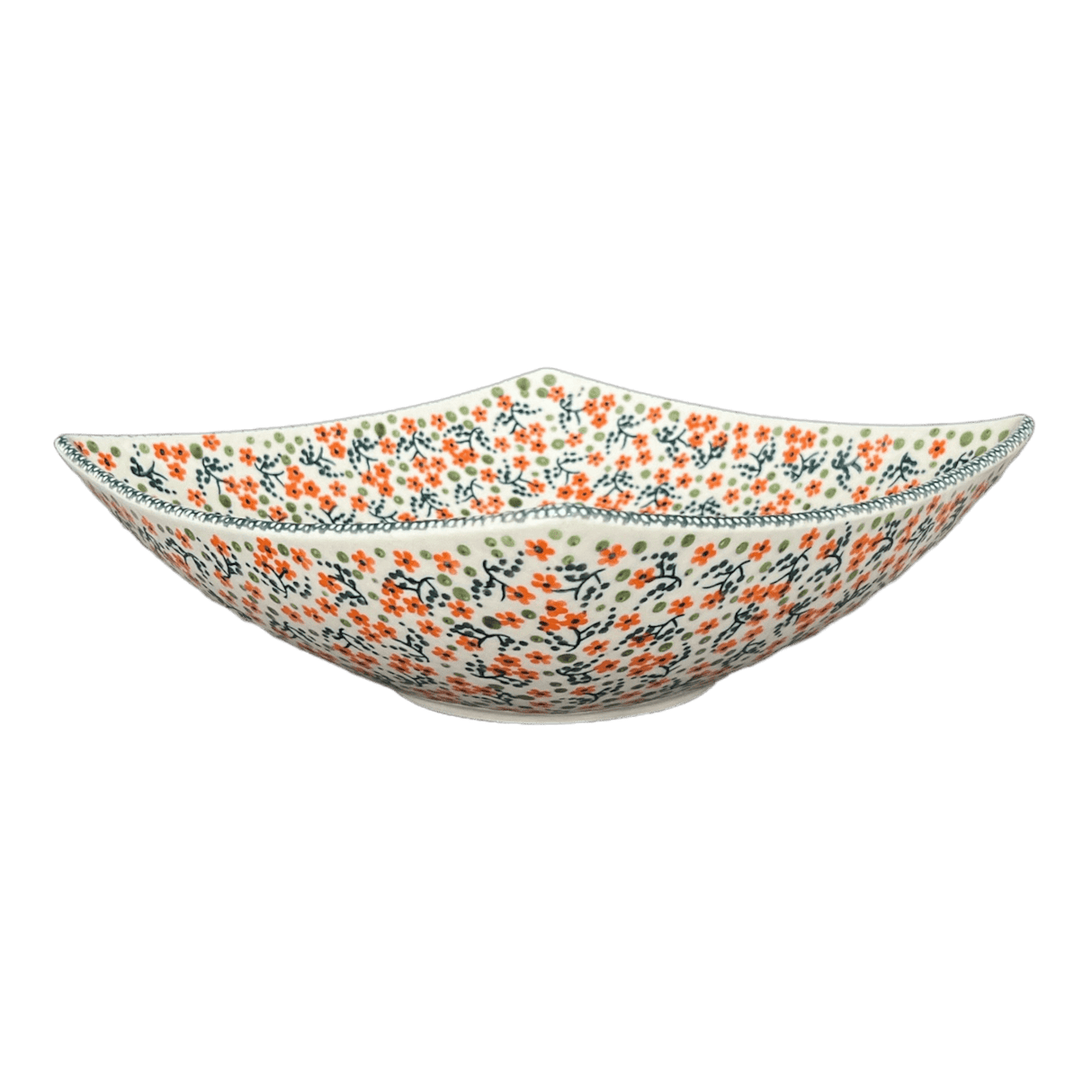 Bowl, Square, Nut, Large, 10.5" in "Peach Blossoms" by Manufaktura | M121S-AS46