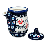 A picture of a Polish Pottery Zaklady Soy Sauce Pitcher (Climbing Aster) | Y1947-A1145A as shown at PolishPotteryOutlet.com/products/soy-sauce-pitcher-climbing-aster-y1947-a1145a