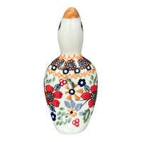 A picture of a Polish Pottery Pie Bird (Ruby Duet) | P189S-DPLC as shown at PolishPotteryOutlet.com/products/pie-bird-ruby-duet-p189s-dplc