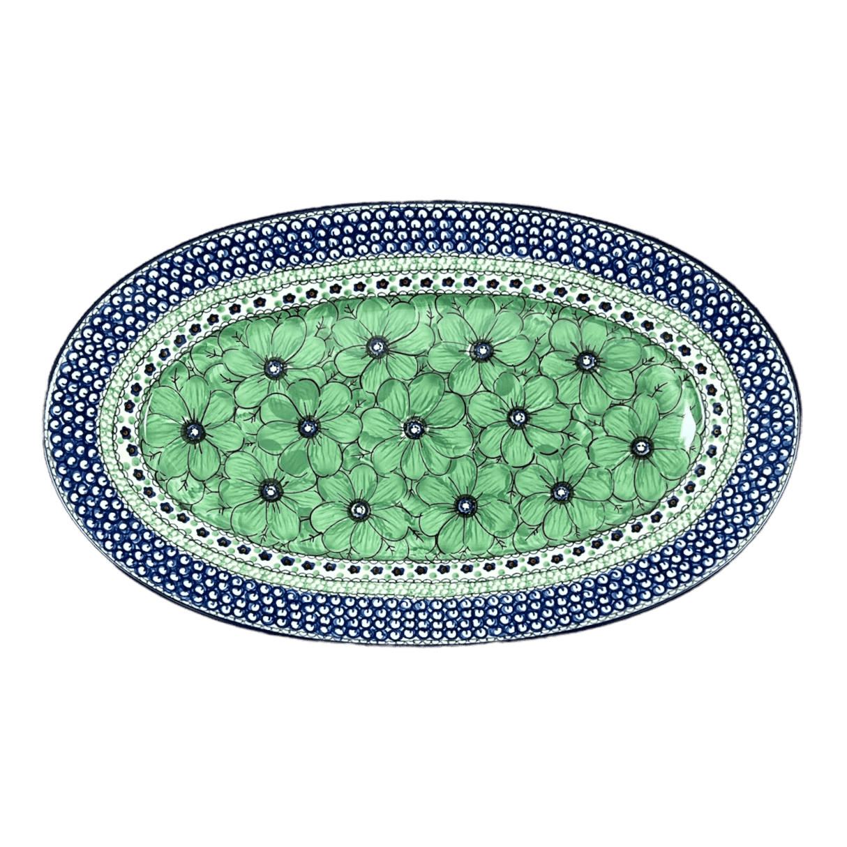 Platter, Oval, 17.5" in "Green Goddess" by Ceramika Artystyczna | A200-U408A