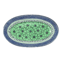 A picture of a Polish Pottery Platter, Oval, 17.5" in "Green Goddess" by Ceramika Artystyczna | A200-U408A as shown at PolishPotteryOutlet.com/products/c-a-17-5-oval-platter-green-goddess-a200-u408a