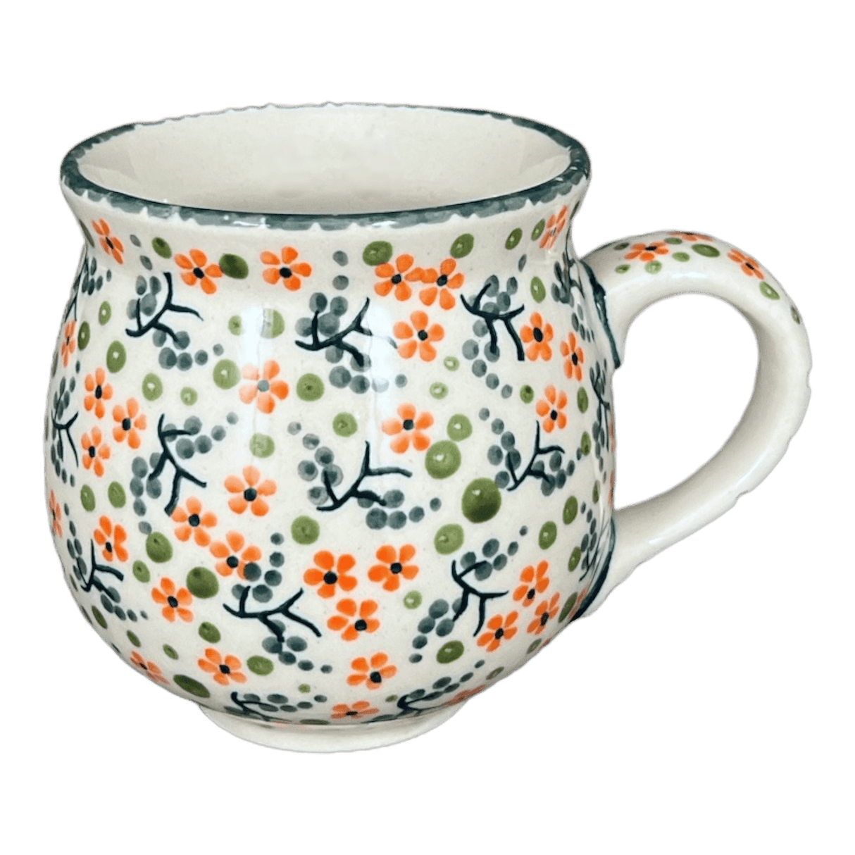 Mug, Belly Mug, 10oz Medium in "Peach Blossoms" by Manufaktura | K090S-AS46