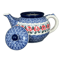 A picture of a Polish Pottery Teapot, 40 oz in "Rosie's Garden" by Ceramika Artystyczna | A060-1490X as shown at PolishPotteryOutlet.com/products/c-a-40-oz-teapot-rosies-garden-a060-1490x