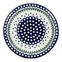 A picture of a Polish Pottery Plate, Round, With Stand, 11" in "Tulip Dot" by Ceramika Artystyczna | A659-377Z as shown at PolishPotteryOutlet.com/products/11-cake-plate-w-stand-tulip-dot-a659-377z