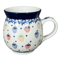 A picture of a Polish Pottery Mug, Belly Mug, 16 oz in "Mixed Berries" by Ceramika Artystyczna | A073-1449X as shown at PolishPotteryOutlet.com/products/c-a-16-oz-belly-mug-mixed-berries-a073-1449x