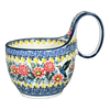 Polish Pottery Bowl, Round, Loop Handle, 16 oz in "Hummingbird Bouquet" by Ceramika Artystyczna | A845-U3357 at PolishPotteryOutlet.com