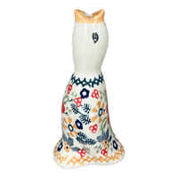 A picture of a Polish Pottery Pie Bird (Ruby Bouquet) | P189S-DPCS as shown at PolishPotteryOutlet.com/products/pie-bird-ruby-bouquet-p189s-dpcs