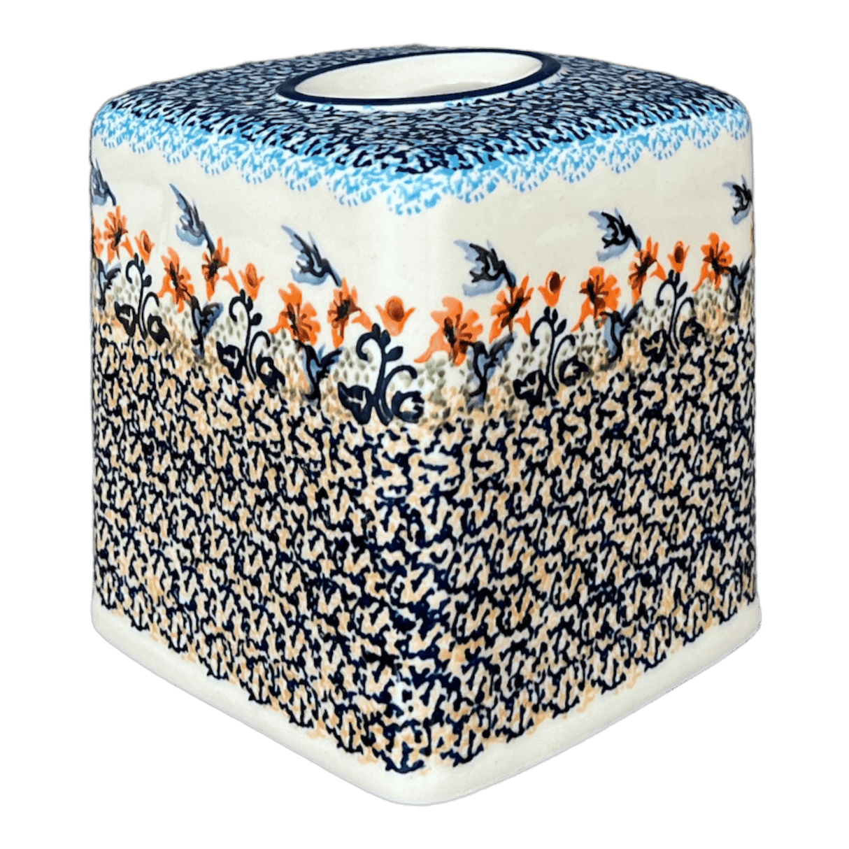 Tissue Box Cover, 6" x 6" in "Hummingbird Harvest" by Manufaktura | O003S-JZ35