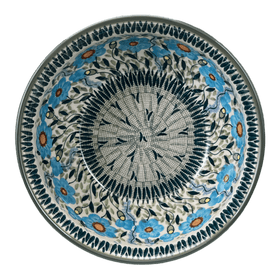 Polish Pottery Bowl, Round, 7.75" in "Baby Blue Blossoms - Solid Rim" by Manufaktura | M085S-JS49A Additional Image at PolishPotteryOutlet.com