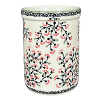 A picture of a Polish Pottery Utensil Holder (Cherry Blossoms) | P082S-DPGJ as shown at PolishPotteryOutlet.com/products/7-utensil-holder-wine-chiller-cherry-blossoms-p082s-dpgj