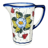 Polish Pottery Pitcher, 14 oz, WR (WR7K) in "Strawberries & Blossoms" by W.R. Ceramika | WR7K-WR2 at PolishPotteryOutlet.com