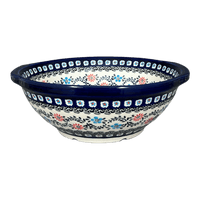 A picture of a Polish Pottery Zaklady 10" Colander (Climbing Aster) | Y1183A-A1145A as shown at PolishPotteryOutlet.com/products/10-colander-climbing-aster-y1183a-a1145a