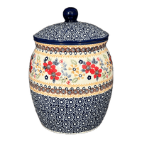 A picture of a Polish Pottery 2 Liter Canister (Ruby Duet) | P074S-DPLC as shown at PolishPotteryOutlet.com/products/2-liter-canister-ruby-duet-p074s-dplc