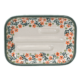 Soap Dish, 5" x 3.5" in "Peach Blossoms - Solid Rim" by Manufaktura | M191S-AS46A