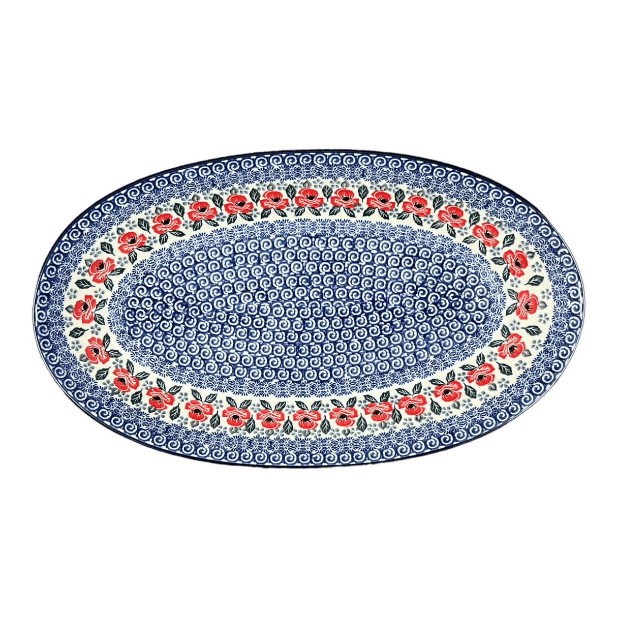 Platter, Oval, 17.5" in "Rosie's Garden" by Ceramika Artystyczna | A200-1490X