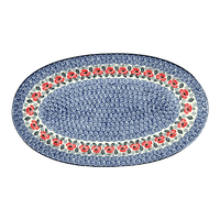 A picture of a Polish Pottery CA 17.5" Oval Platter (Rosie's Garden) | A200-1490X as shown at PolishPotteryOutlet.com/products/c-a-17-5-oval-platter-rosies-garden-a200-1490x