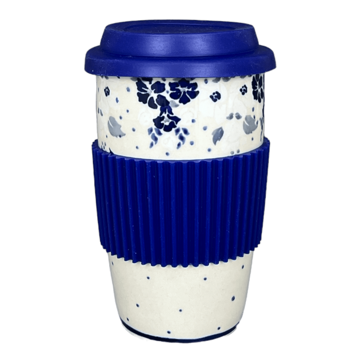 Mug, Travel, 14 oz in "Blue & White Trumpet Vines" by Manufaktura | K115U-JZ43