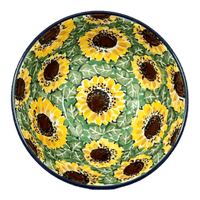 A picture of a Polish Pottery Bowl, Round, Kitchen, 5.5" in "Sunflower Field" by Ceramika Artystyczna | A059-U4737 as shown at PolishPotteryOutlet.com/products/c-a-5-5-kitchen-bowl-sunflower-field-a059-u4737