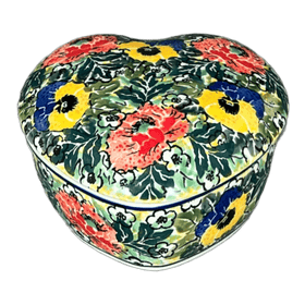 Polish Pottery Heart Box, 4.5" in "Tropical Love" by Ceramika Artystyczna | A143-U4705 Additional Image at PolishPotteryOutlet.com