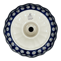 A picture of a Polish Pottery Bundt Cake Pan, 10.25" in "Peacock Pine" by Ceramika Artystyczna | AA55-366X as shown at PolishPotteryOutlet.com/products/bundt-cake-pan-peacock-pine-aa55-366x