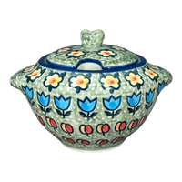 A picture of a Polish Pottery 3" Sugar Bowl (Amsterdam) | C003S-LK as shown at PolishPotteryOutlet.com/products/3-sugar-bowl-amsterdam-c003s-lk