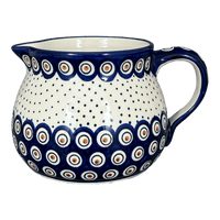 A picture of a Polish Pottery 1.5 Liter Pitcher (Peacock Dot) | D043U-54K as shown at PolishPotteryOutlet.com/products/1-5-l-wide-mouth-pitcher-peacock-dot-d043u-54k