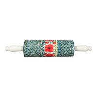 A picture of a Polish Pottery Rolling Pin, 14.25" in "Poppies in Bloom" by Manufaktura | W012S-JZ34 as shown at PolishPotteryOutlet.com/products/rolling-pin-poppies-in-bloom-w012s-jz34