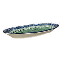 A picture of a Polish Pottery CA 17.5" Oval Platter (Green Goddess) | A200-U408A as shown at PolishPotteryOutlet.com/products/c-a-17-5-oval-platter-green-goddess-a200-u408a