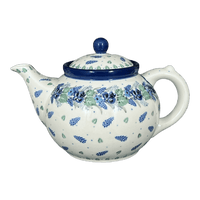 A picture of a Polish Pottery Teapot, 40 oz in "Hyacinth in the Wind" by Ceramika Artystyczna | A060-2037X as shown at PolishPotteryOutlet.com/products/c-a-40-oz-teapot-hyacinth-in-the-wind-a060-2037x